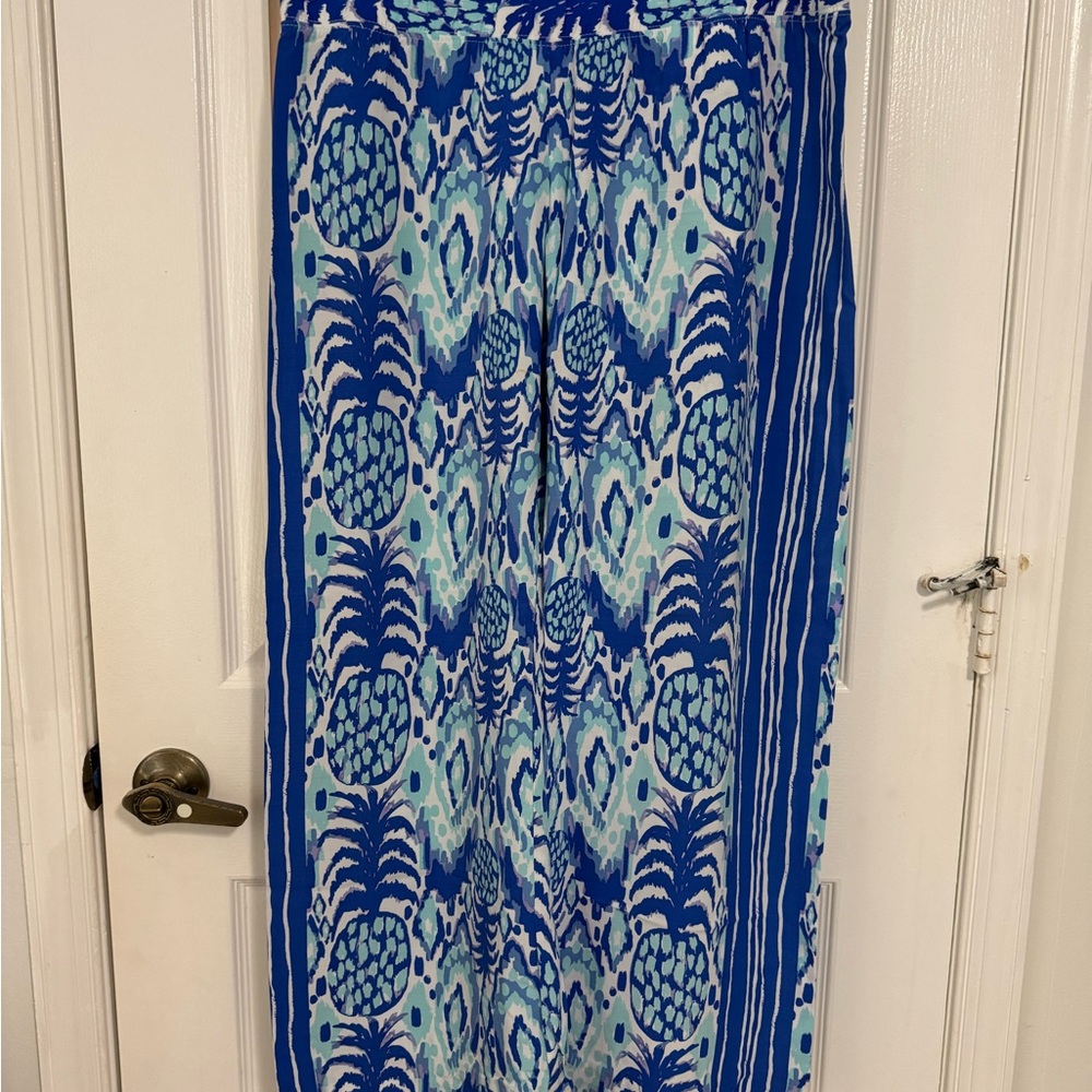 Lilly Pulitzer Blue Pineapple Bal Harbour Palazzo Pants